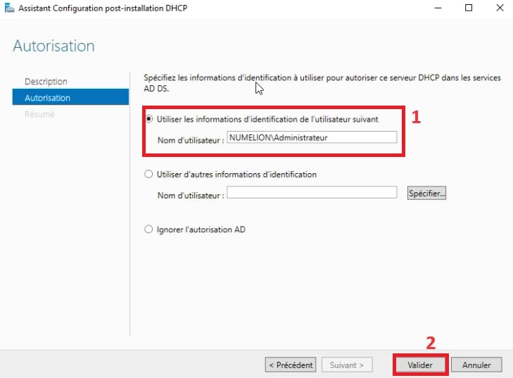 Autorisation DHCP Active Directory