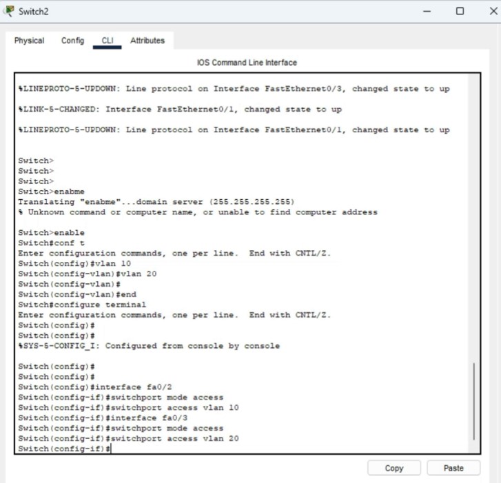 Configuration du switch pour le routage inter-vlan