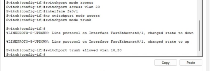 Paramètre du mode Trunk avec un switch Cisco et Packet Tracer
