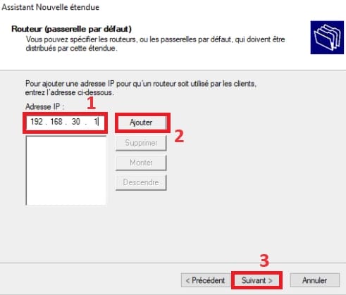 Ajouter l'adresse du routeur