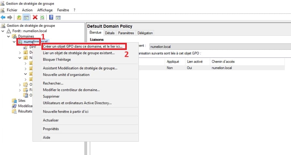 Lier une GPO dans Active Directory